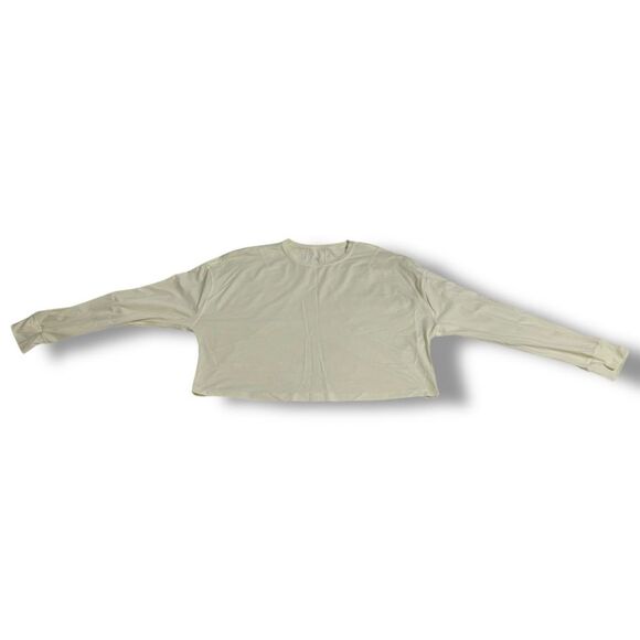 Lululemon Boxy Crop Long Sleeve Pastel Neon Yellow Women’s Size 8 (Relaxed Fit) - Picture 1 of 11